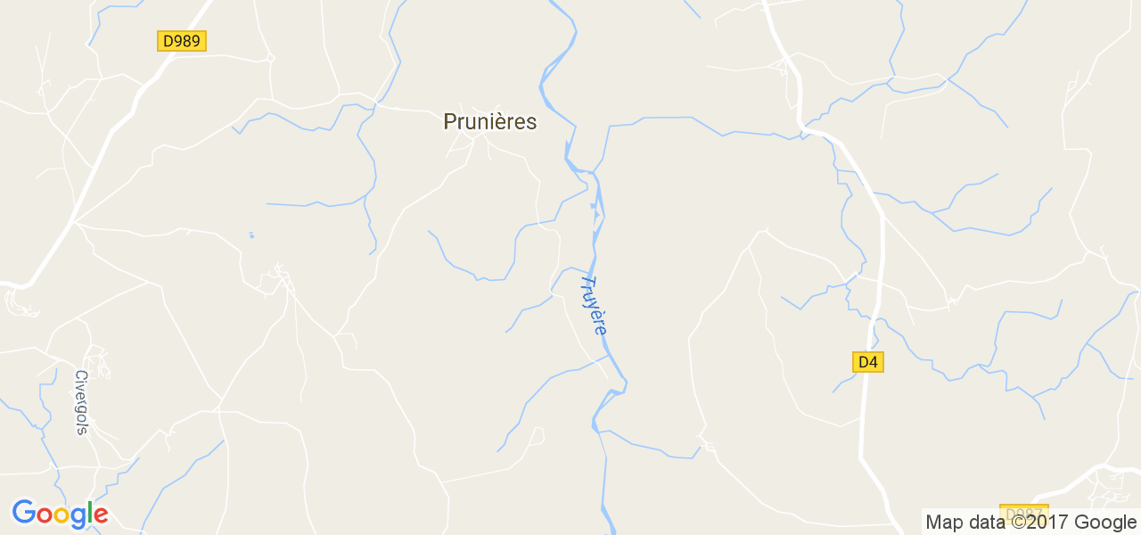 map de la ville de Prunières