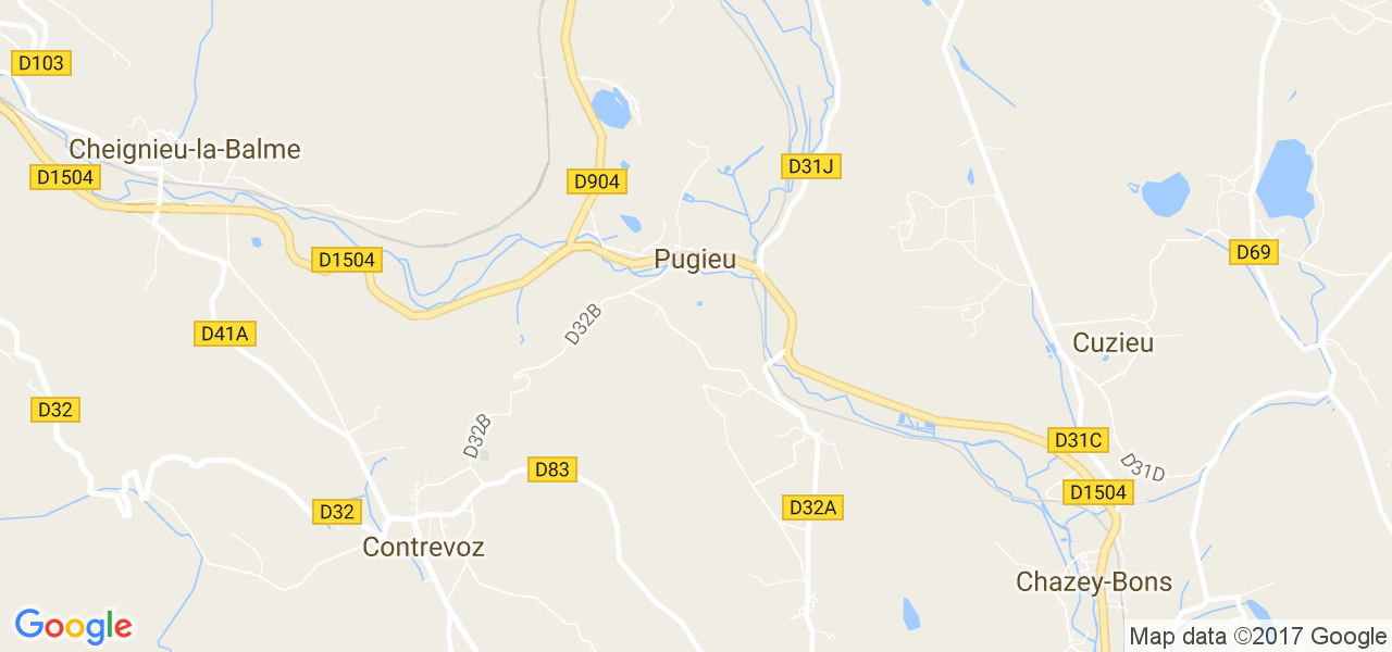 map de la ville de Pugieu