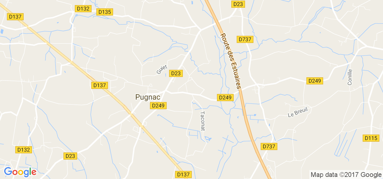 map de la ville de Pugnac