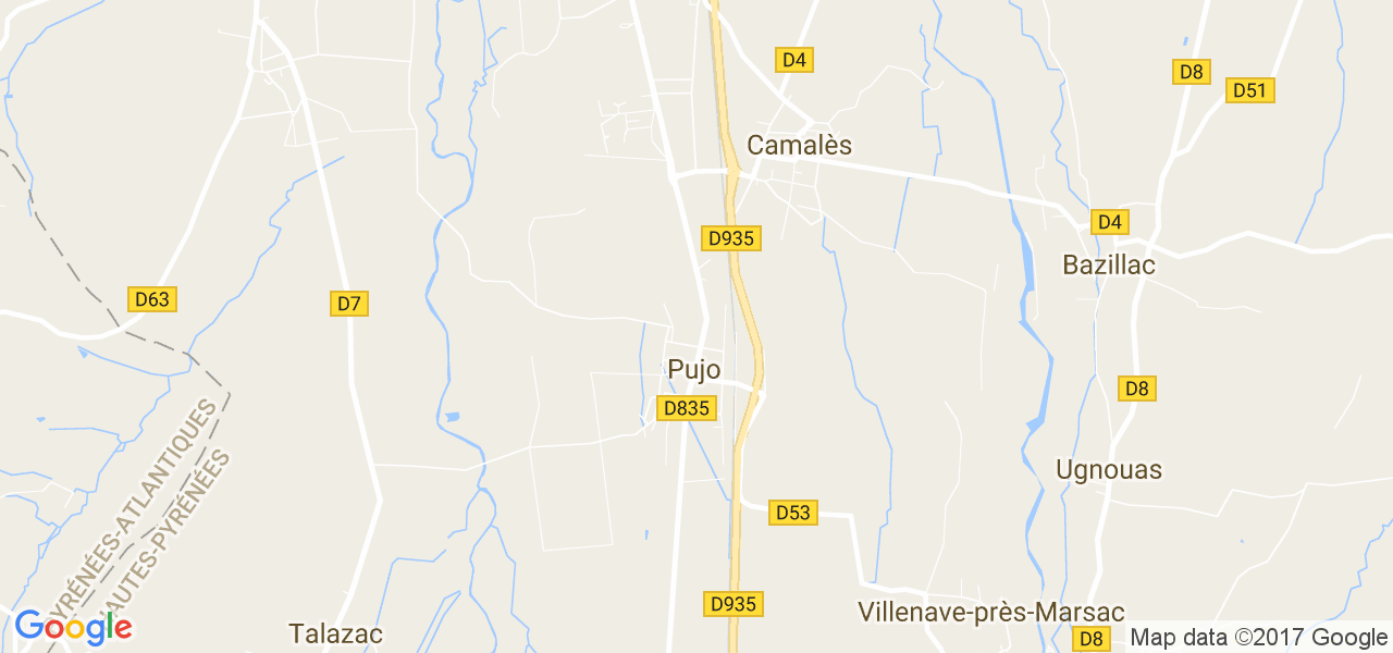 map de la ville de Pujo