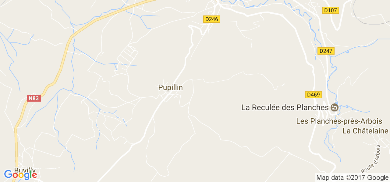 map de la ville de Pupillin