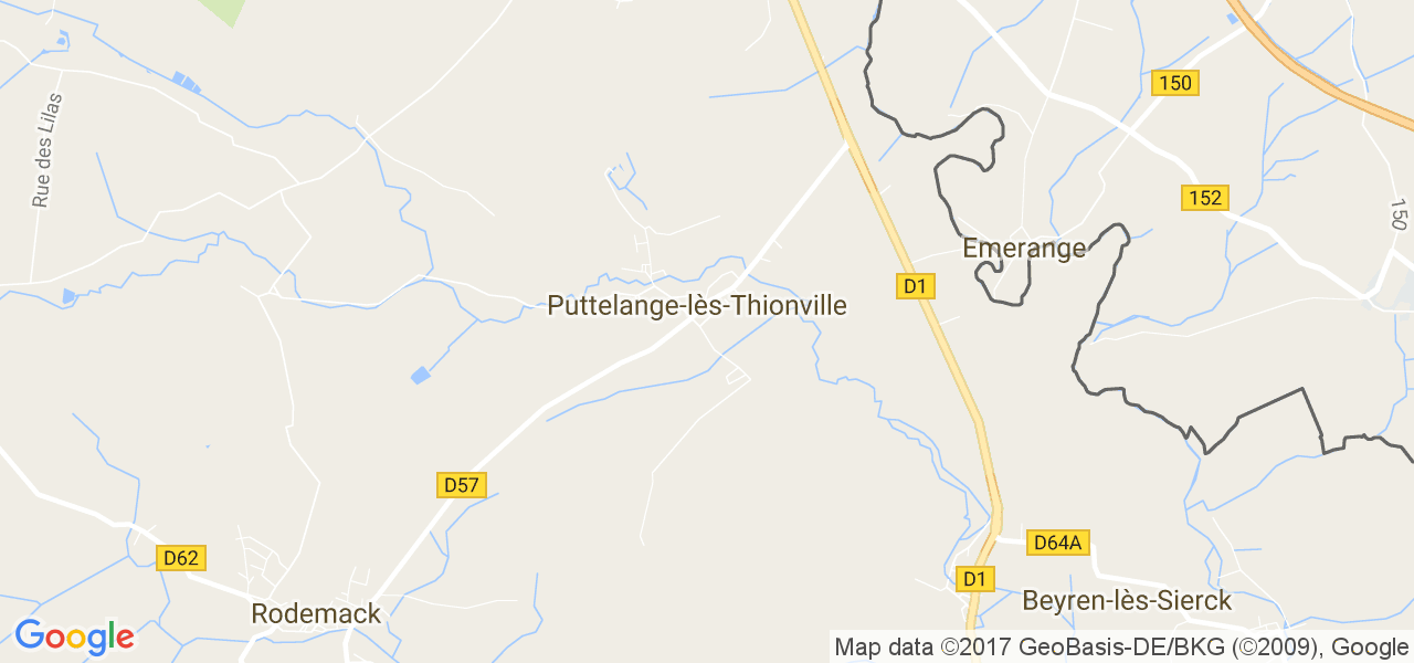 map de la ville de Puttelange-lès-Thionville