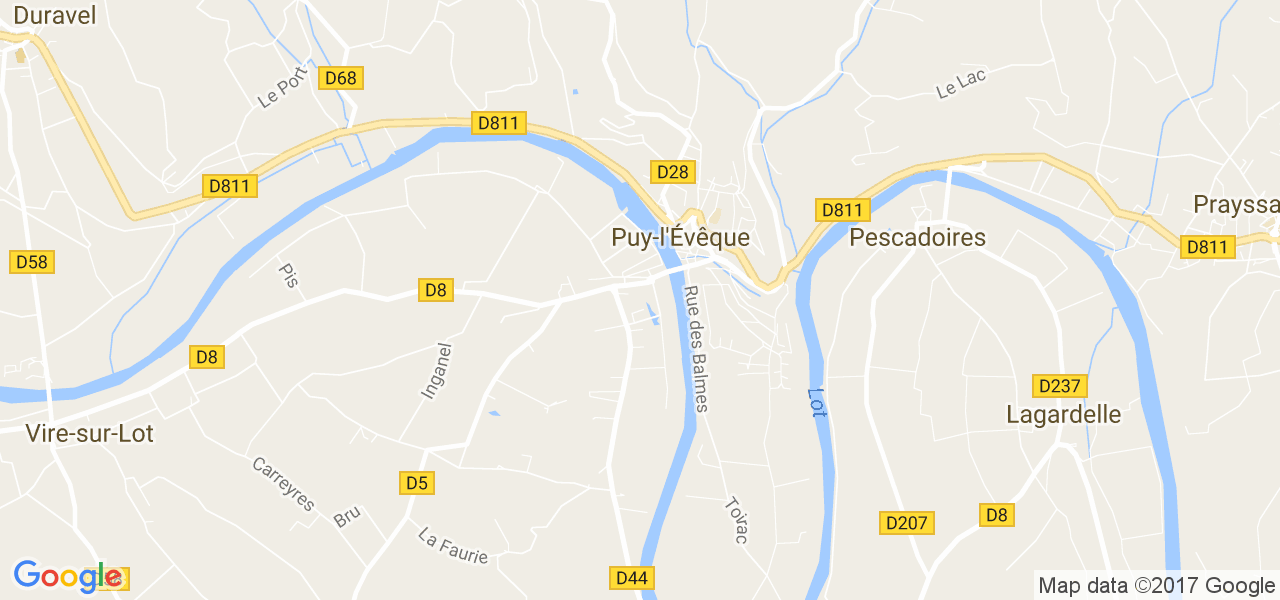 map de la ville de Puy-l'Évêque