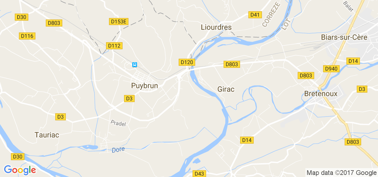 map de la ville de Puybrun