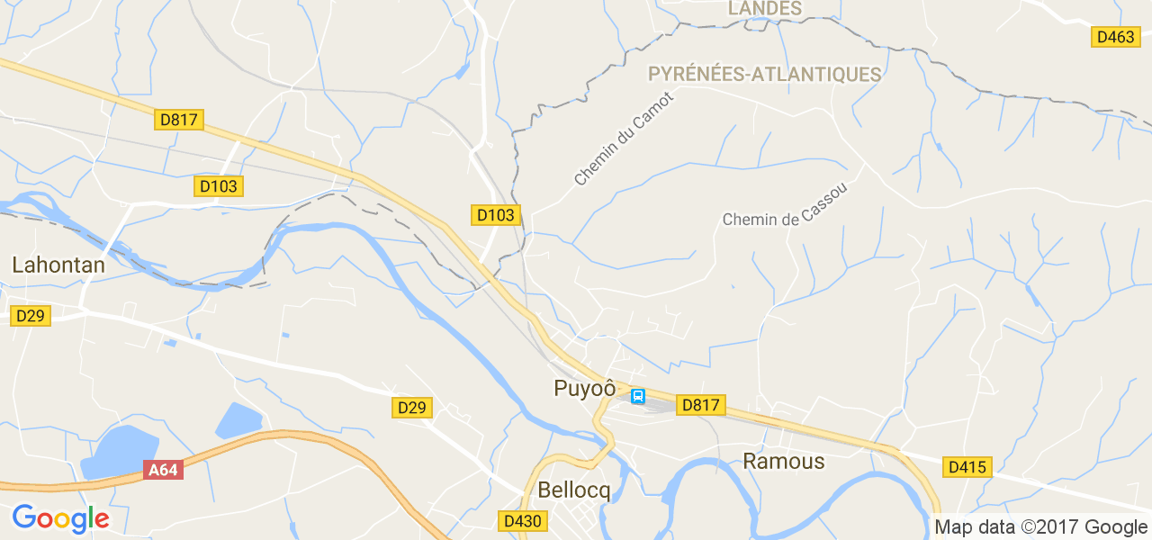 map de la ville de Puyoô