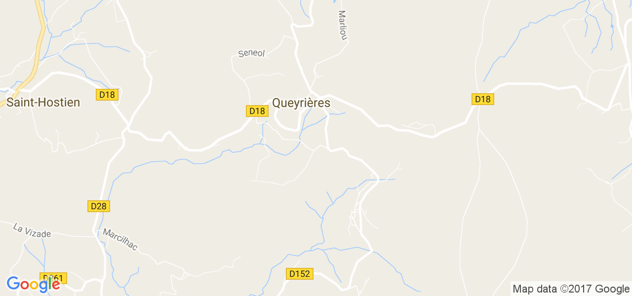 map de la ville de Queyrières