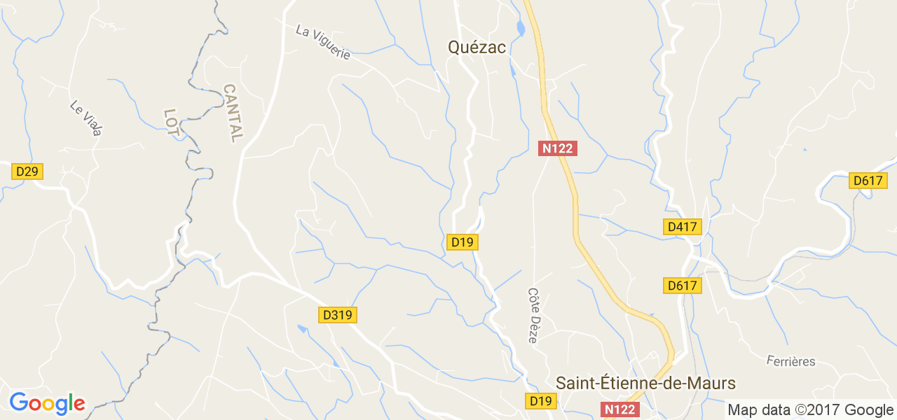 map de la ville de Quézac