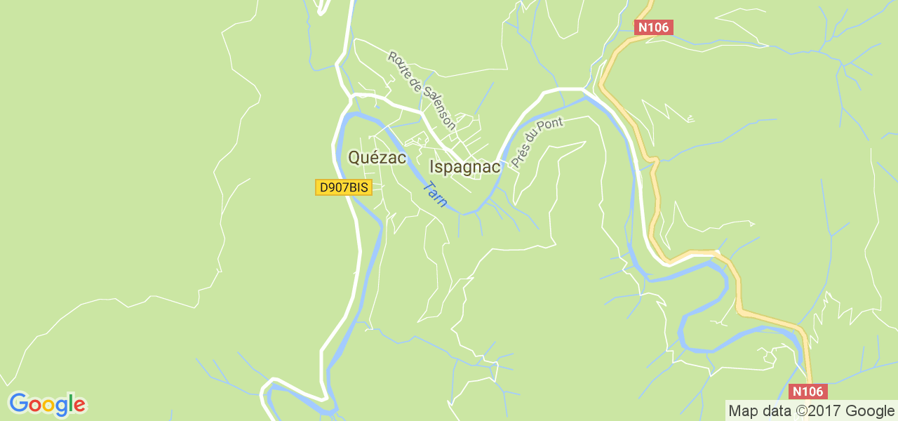 map de la ville de Quézac