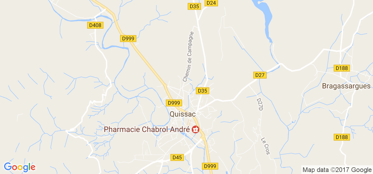 map de la ville de Quissac