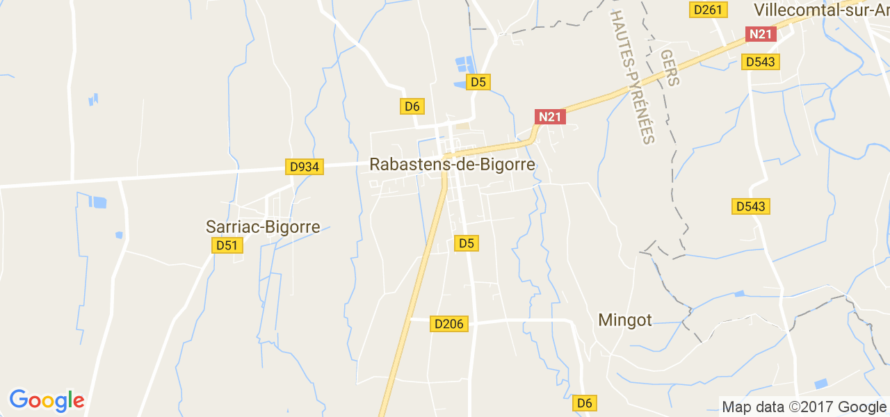 map de la ville de Rabastens-de-Bigorre