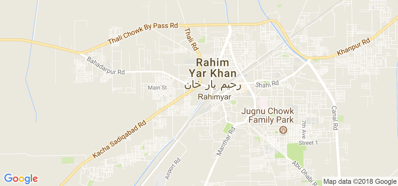 map de la ville de Rahimyar Khan