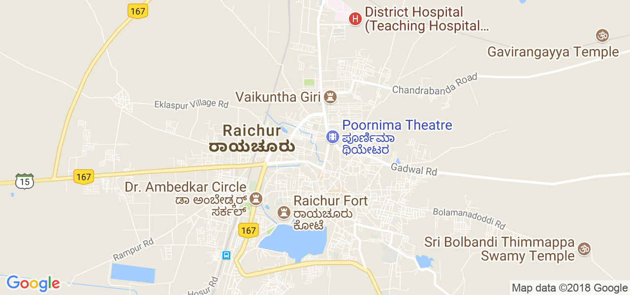 map of the city of Raichur