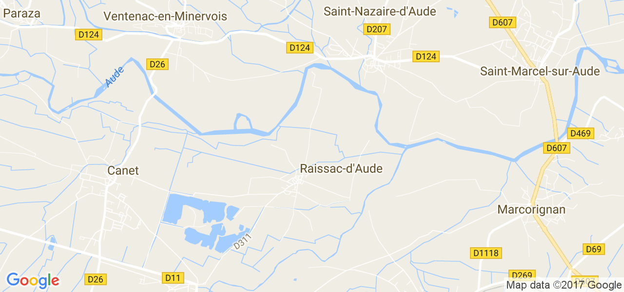 map de la ville de Raissac-d'Aude