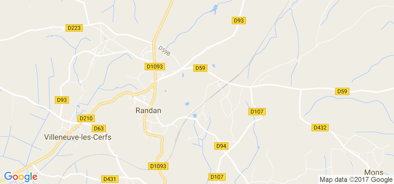 map de la ville de Randan