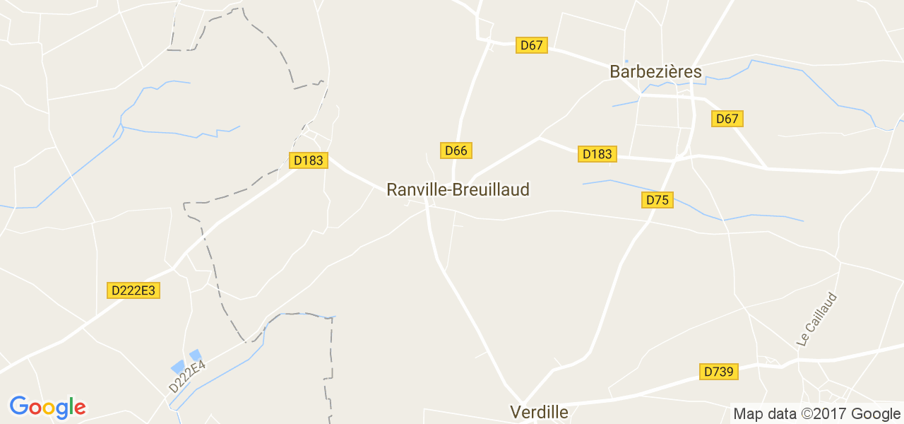 map de la ville de Ranville-Breuillaud