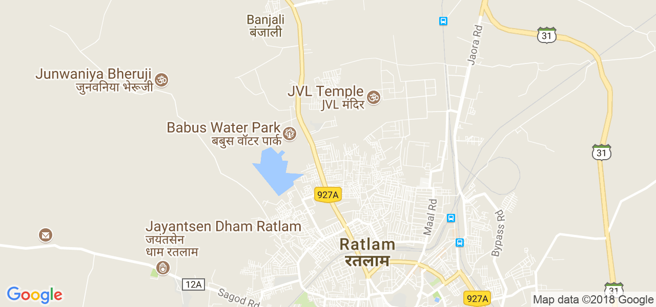 map of the city of Ratlam