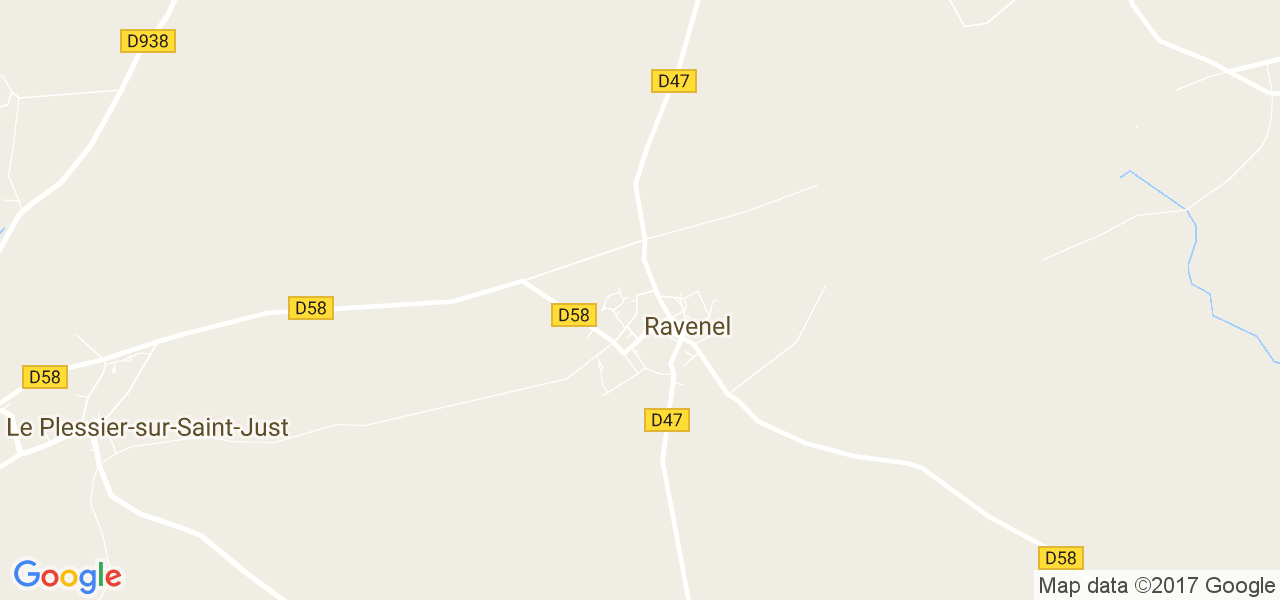 map de la ville de Ravenel