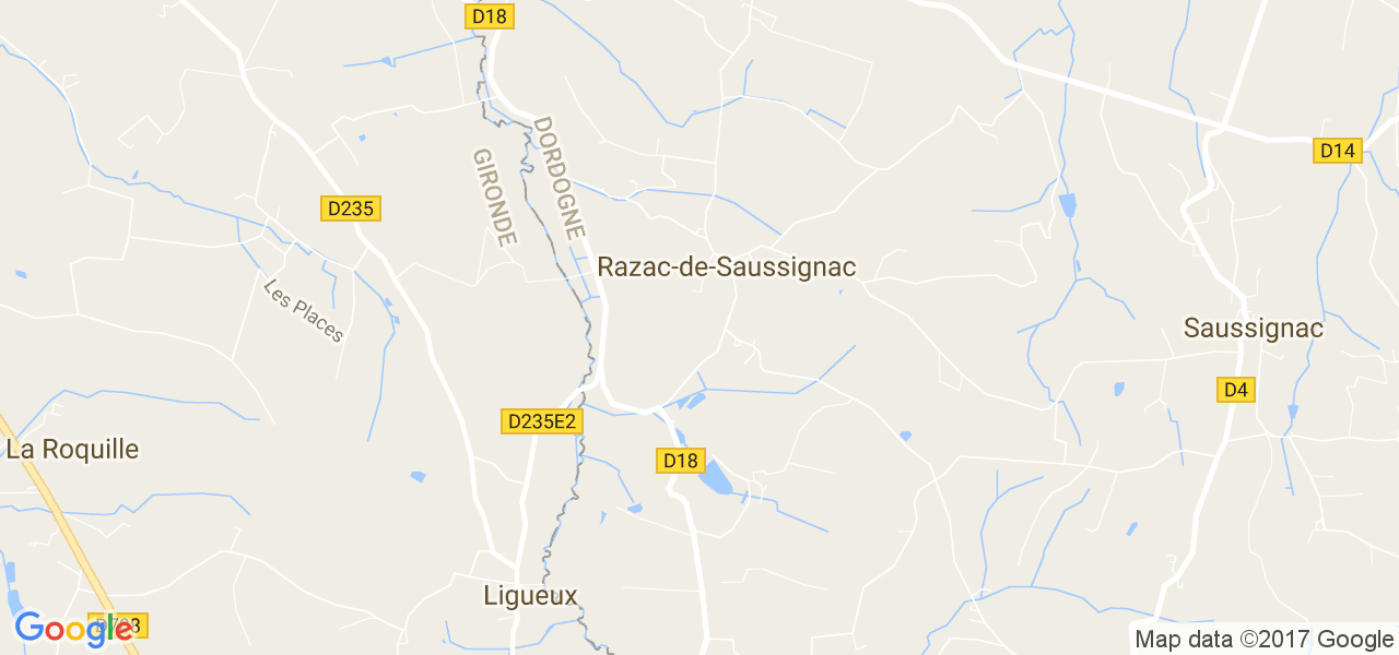 map de la ville de Razac-de-Saussignac