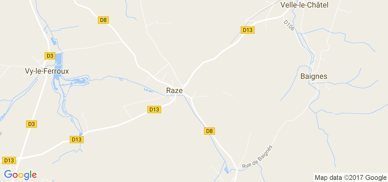 map de la ville de Raze