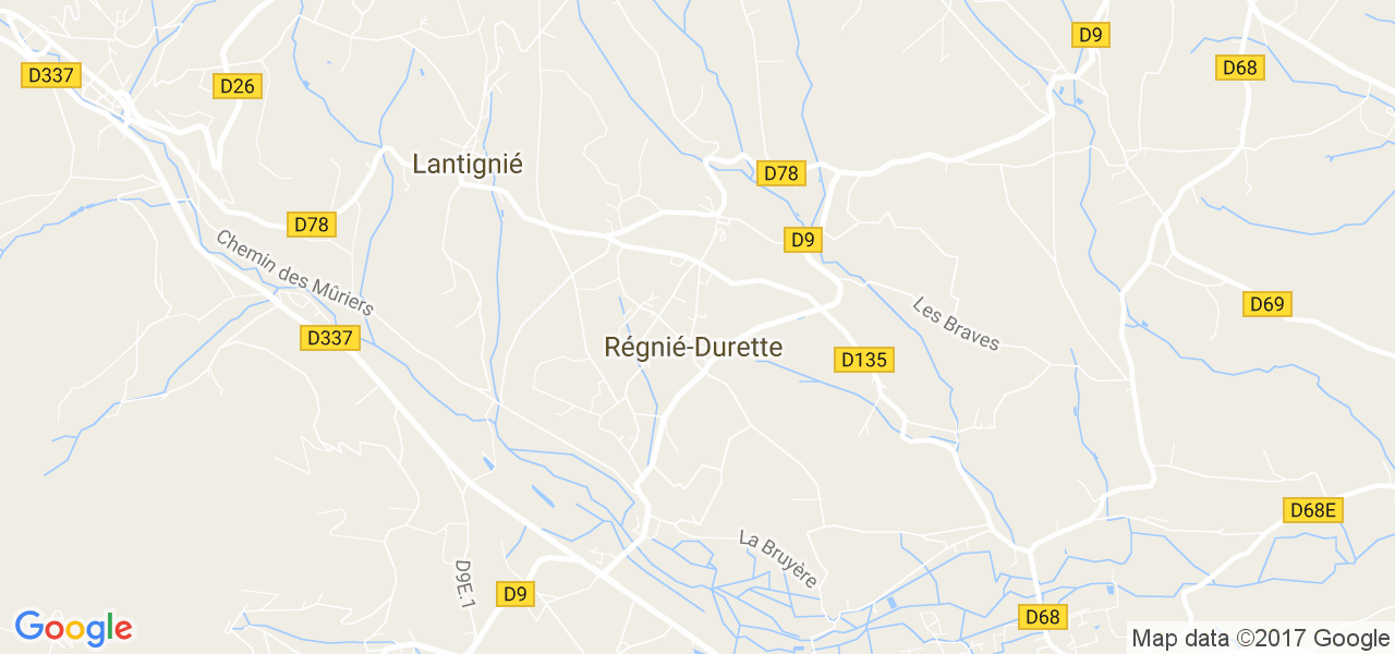 map de la ville de Régnié-Durette