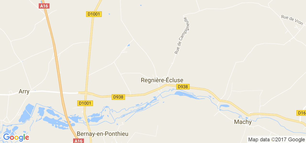 map de la ville de Regnière-Écluse