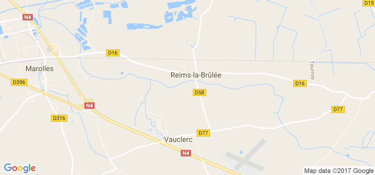 map de la ville de Reims-la-Brûlée