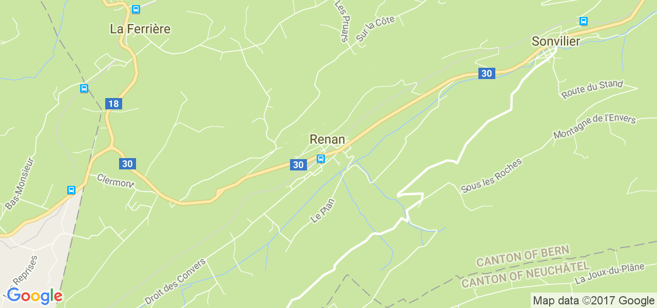 map de la ville de Renan