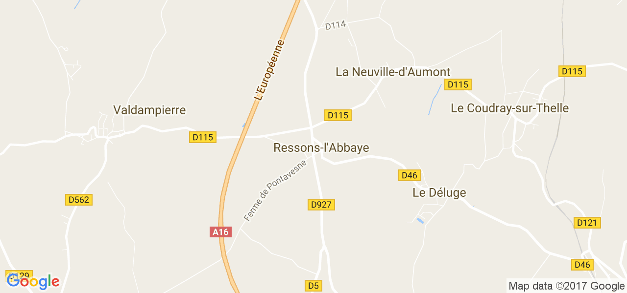 map de la ville de Ressons-l'Abbaye