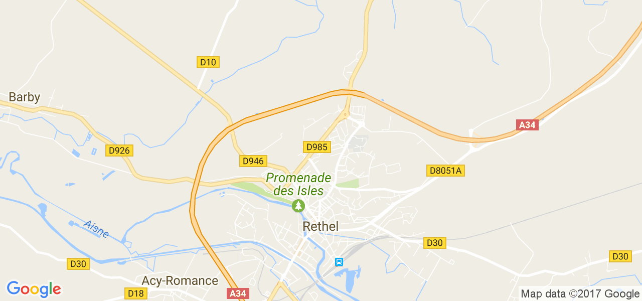 map de la ville de Rethel