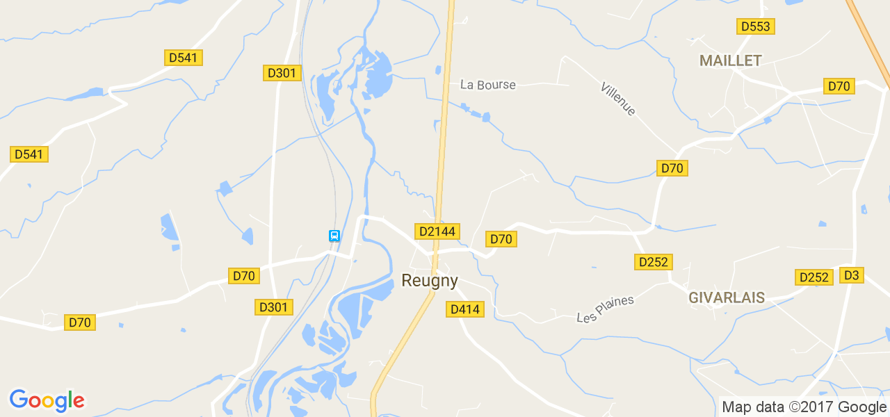 map de la ville de Reugny