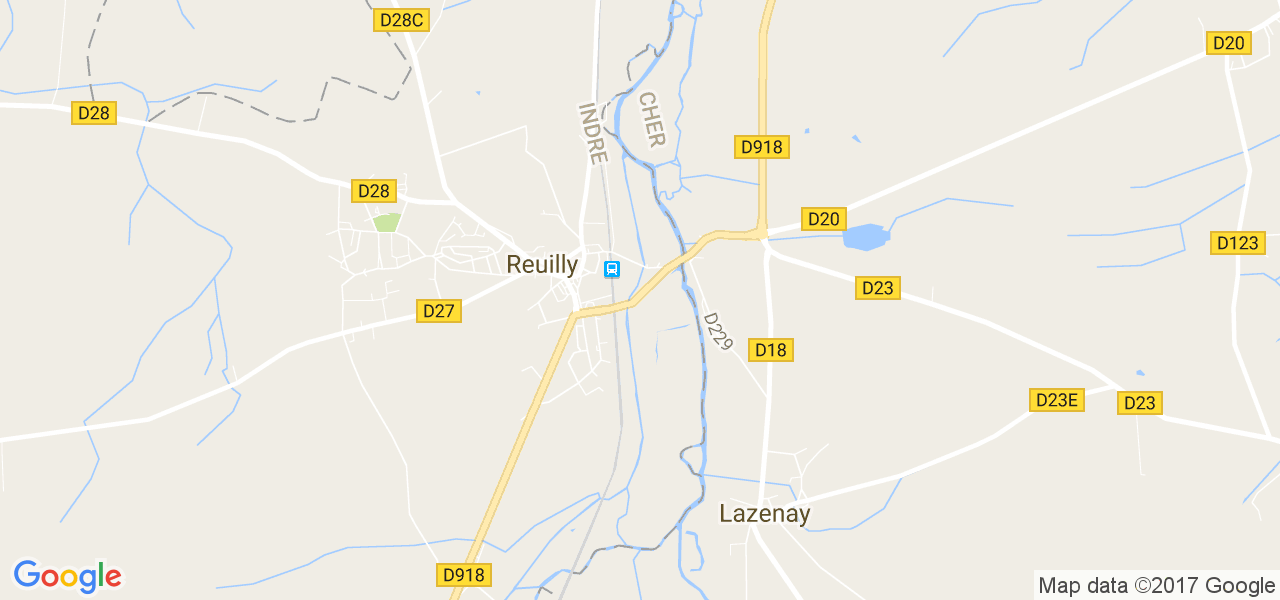 map de la ville de Reuilly