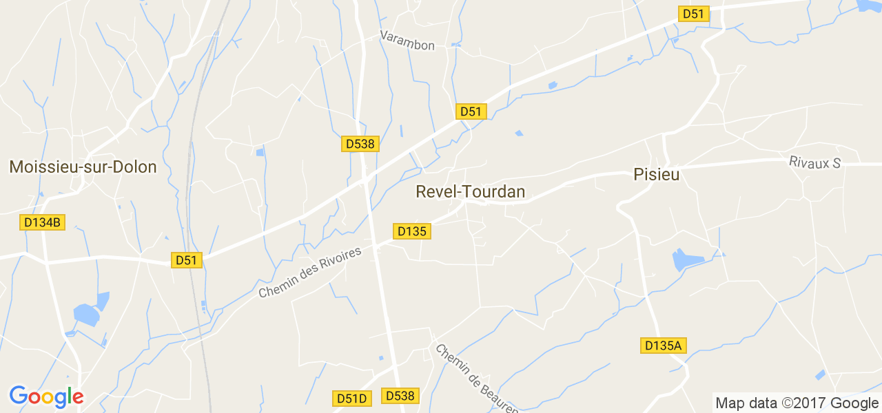 map de la ville de Revel-Tourdan