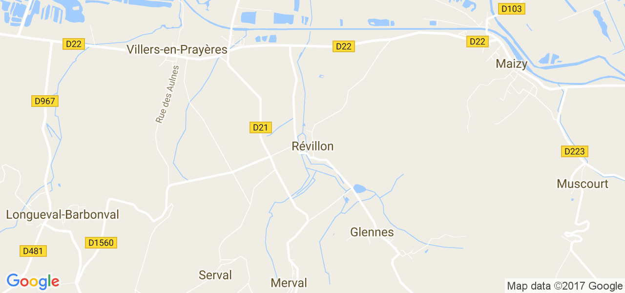 map de la ville de Révillon