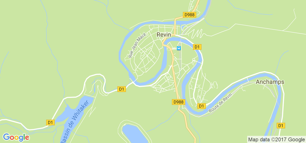 map de la ville de Revin