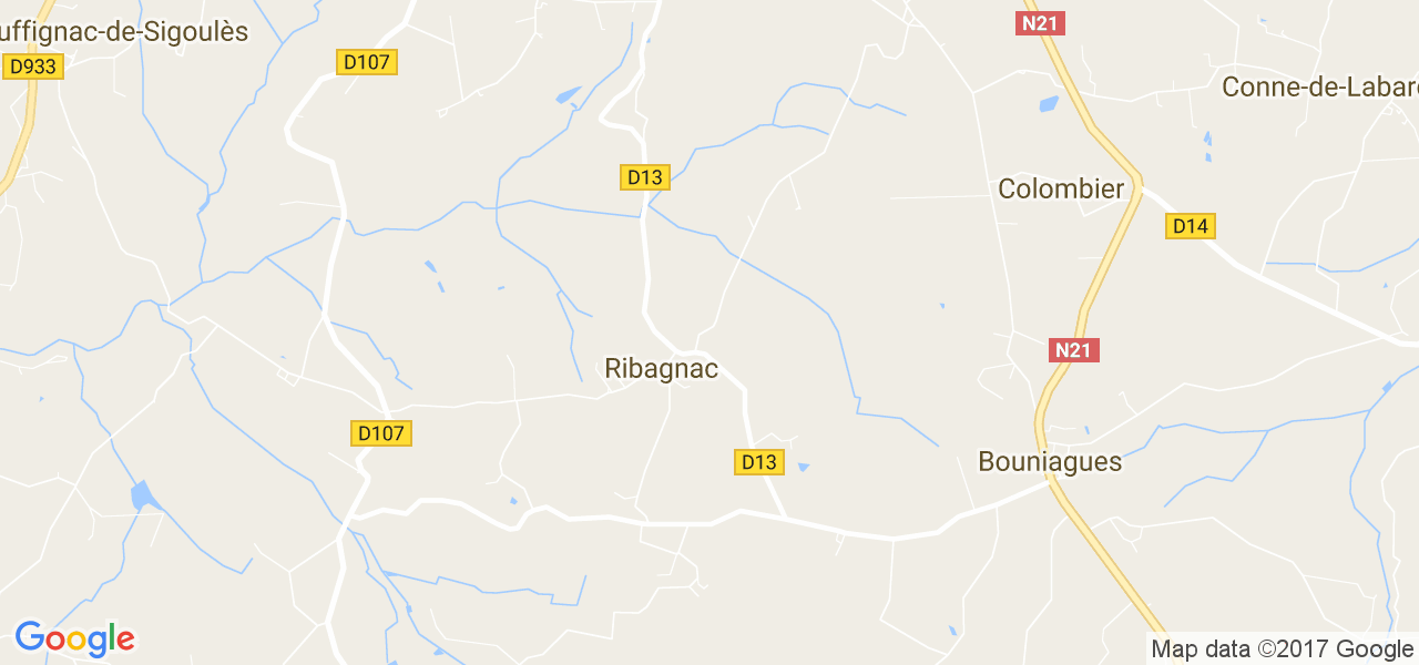 map de la ville de Ribagnac