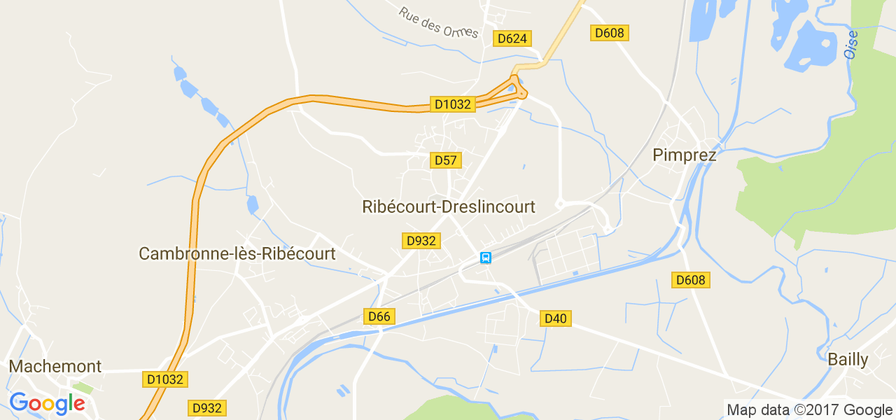 map de la ville de Ribécourt-Dreslincourt