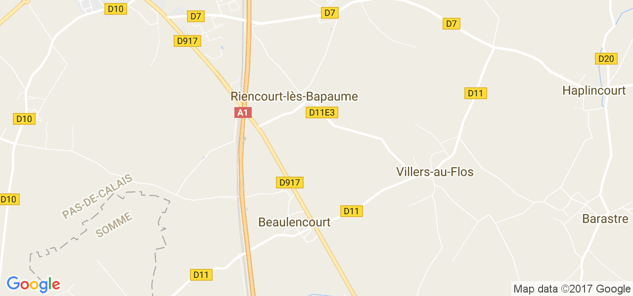 map de la ville de Riencourt-lès-Bapaume