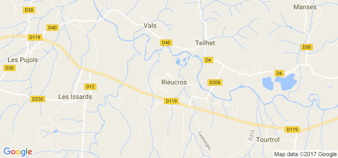 map de la ville de Rieucros