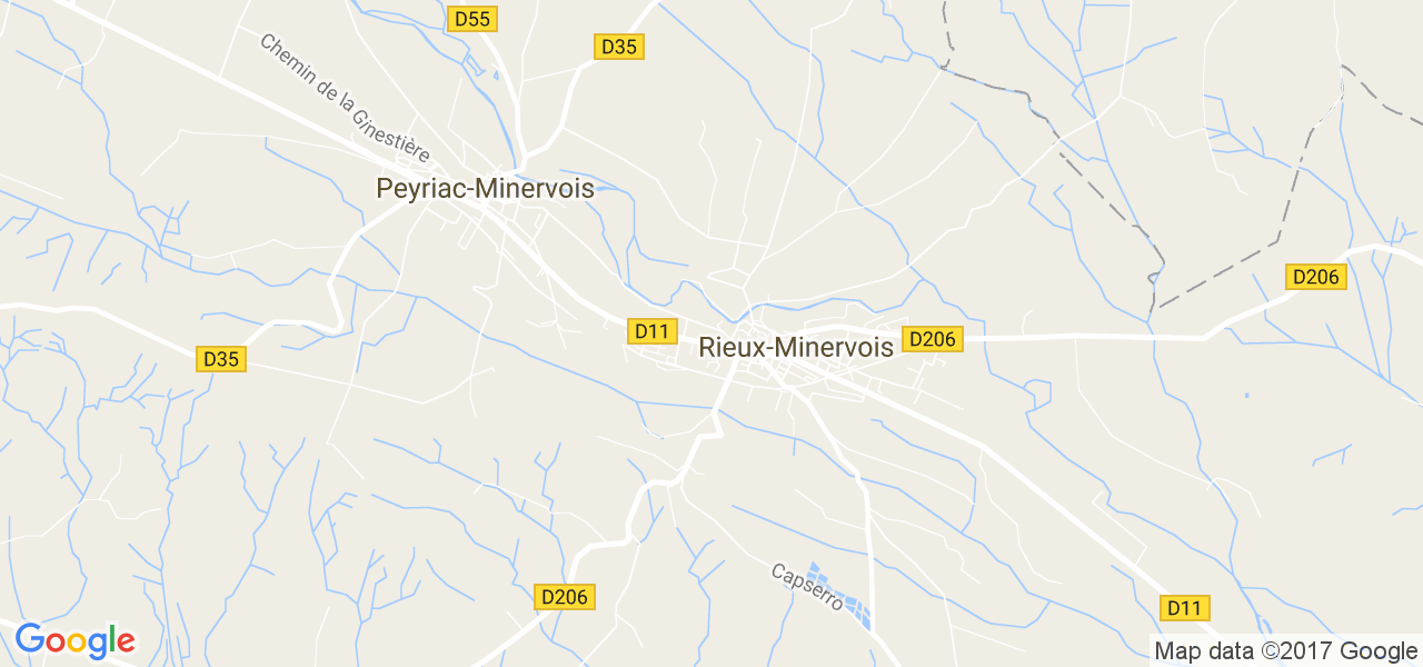 map de la ville de Rieux-Minervois