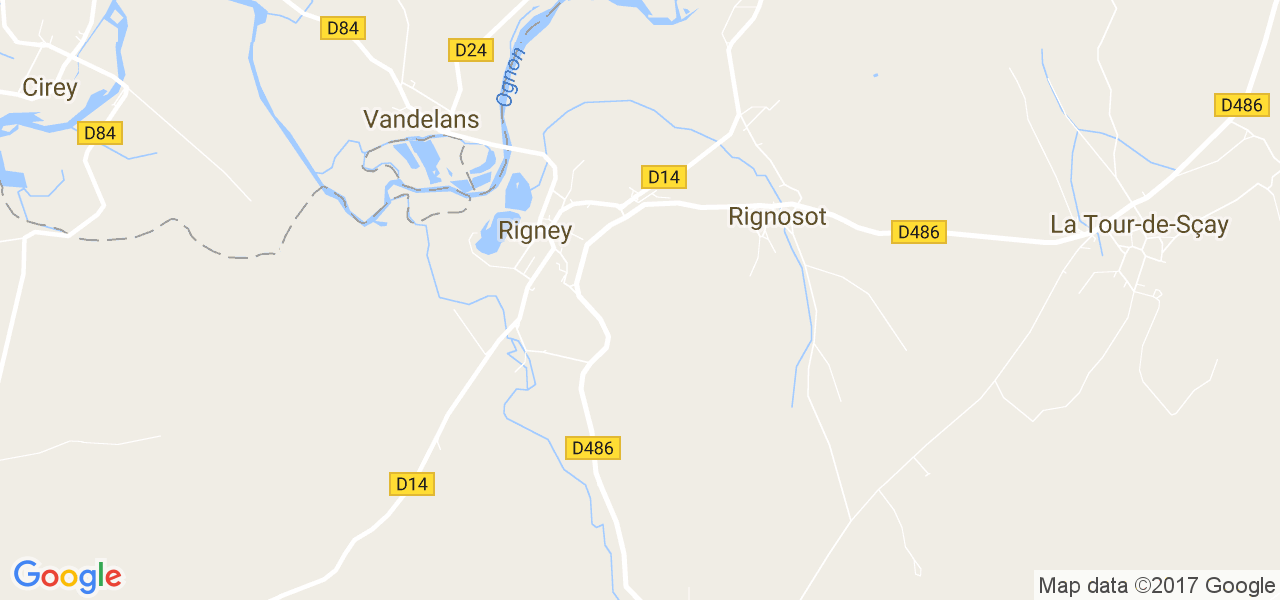 map de la ville de Rigney