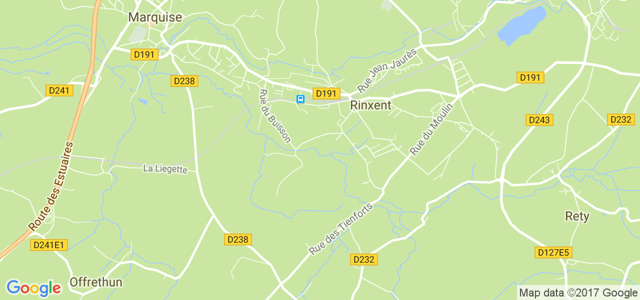 map de la ville de Rinxent