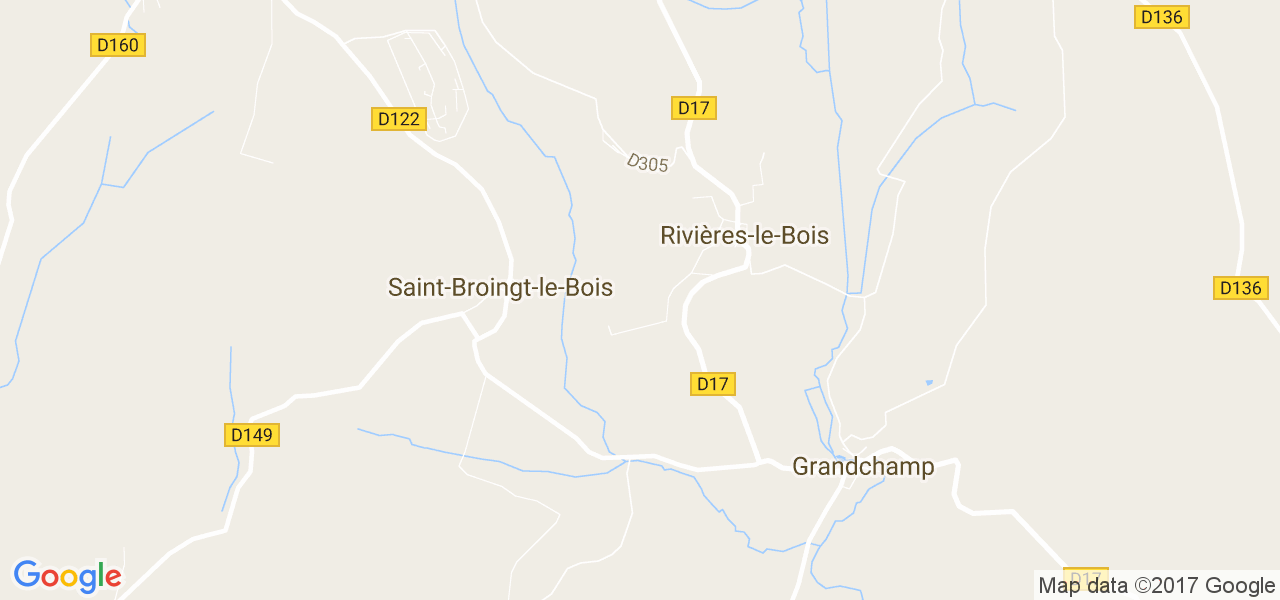 map de la ville de Rivières-le-Bois