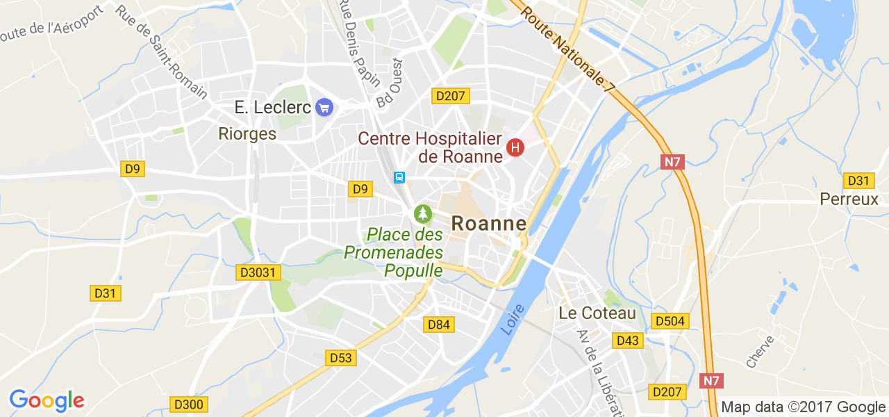 map de la ville de Roanne