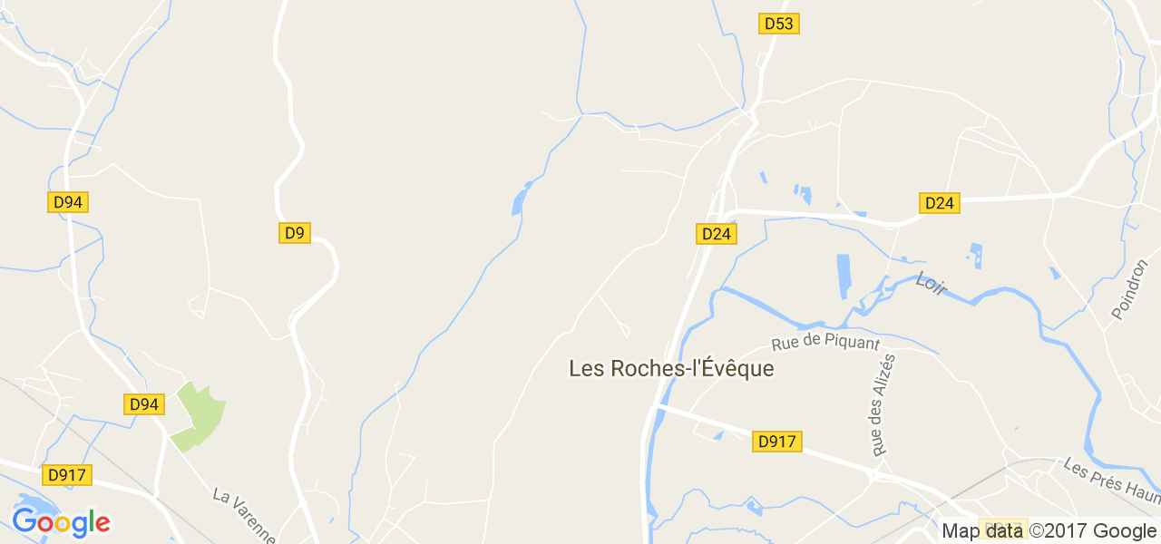 map de la ville de Roches-l'Évêque