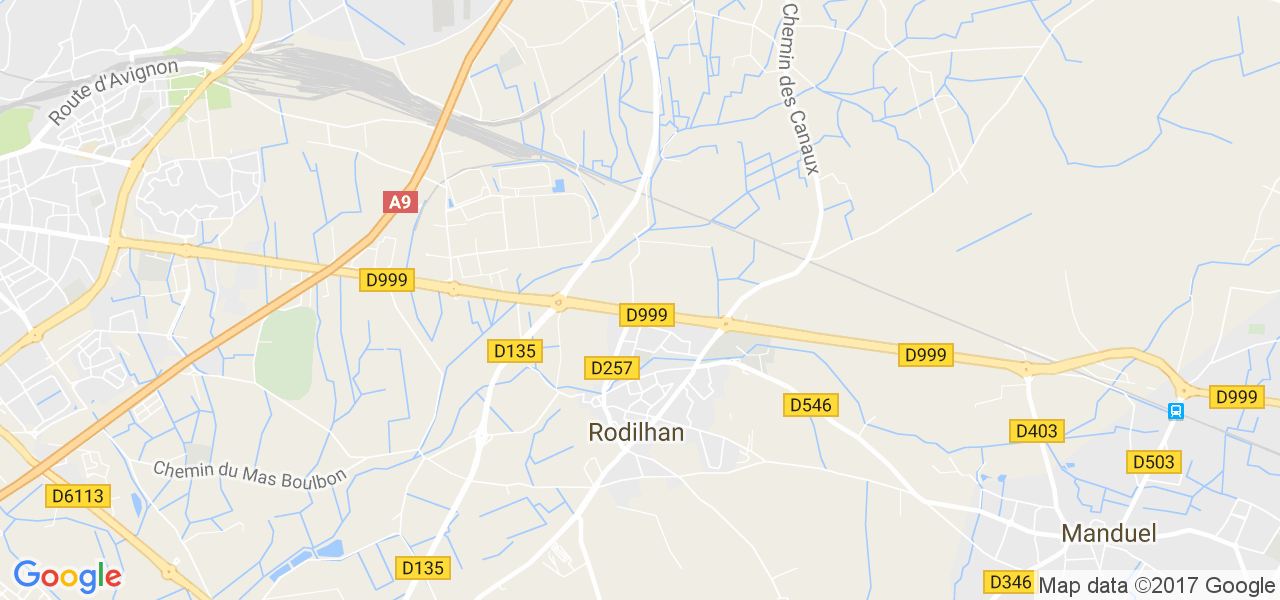 map de la ville de Rodilhan