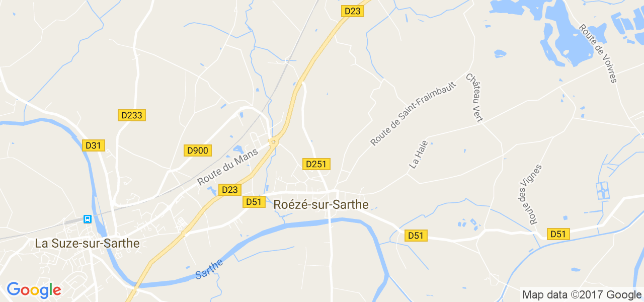 map de la ville de Roézé-sur-Sarthe