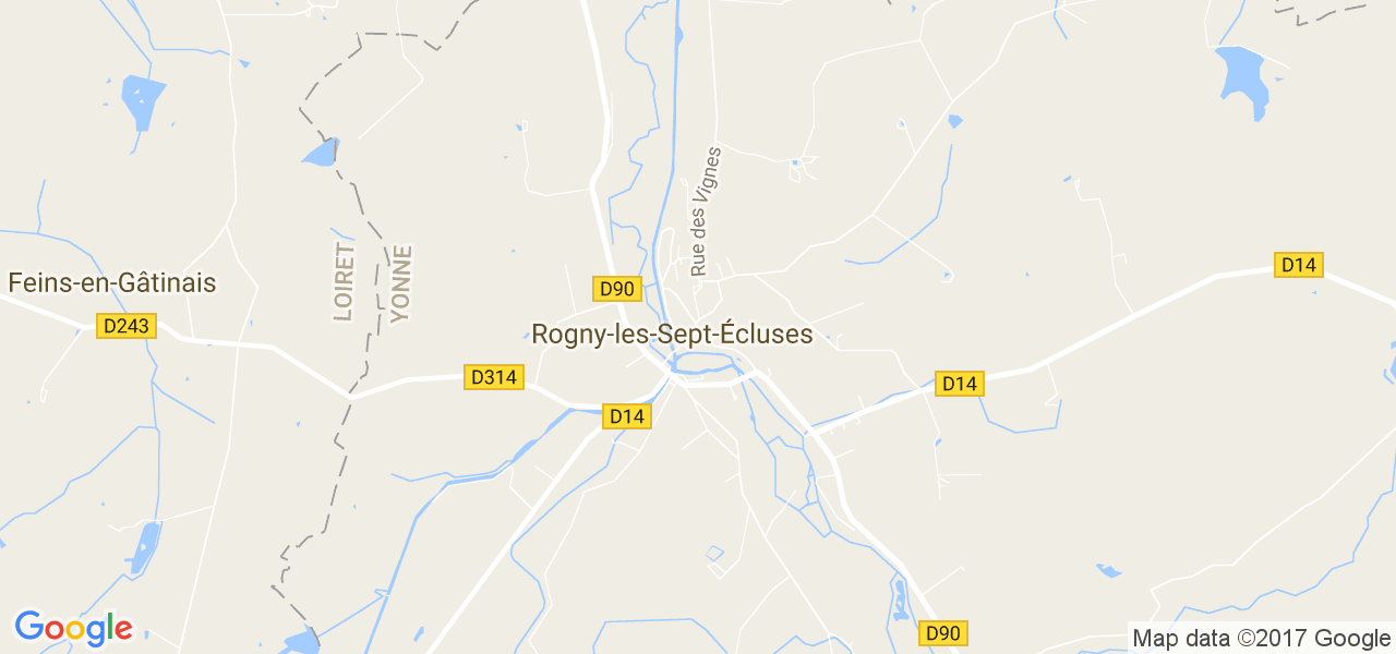 map de la ville de Rogny-les-Sept-Écluses