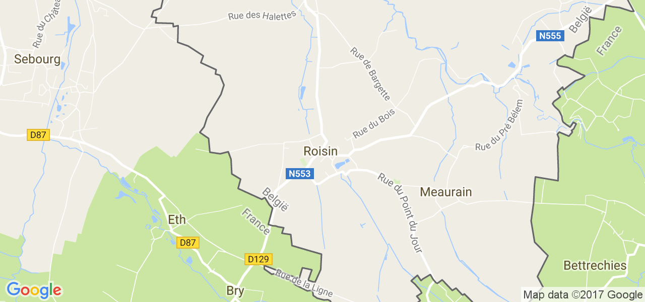 map de la ville de Roisin