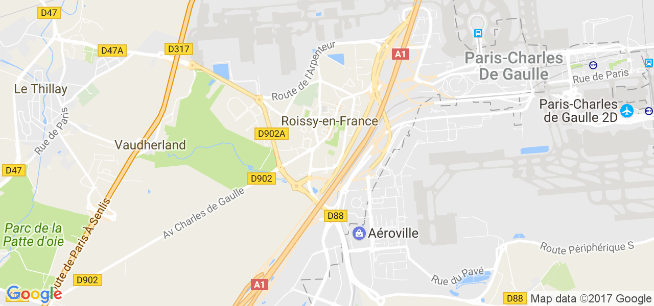 map de la ville de Roissy-en-France