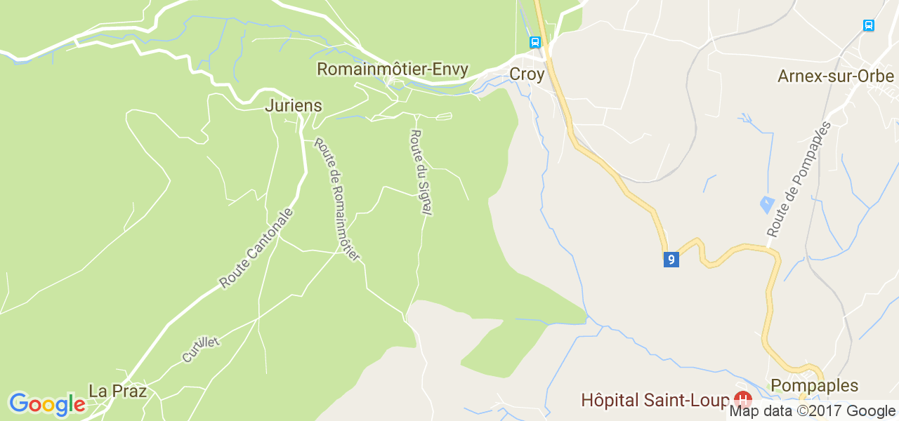 map de la ville de Romainmôtier-Envy